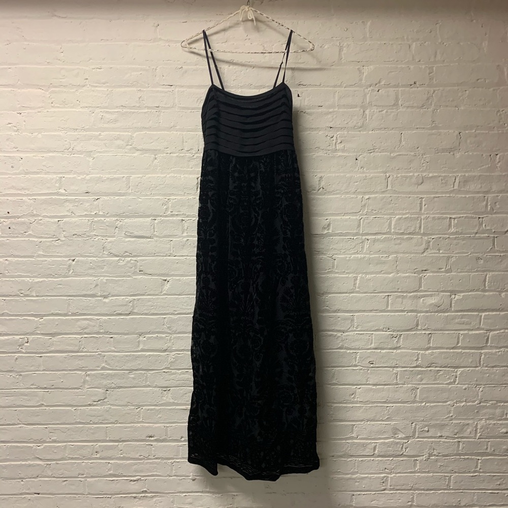 Max Studio Pleated and Velvet Burnout Dress